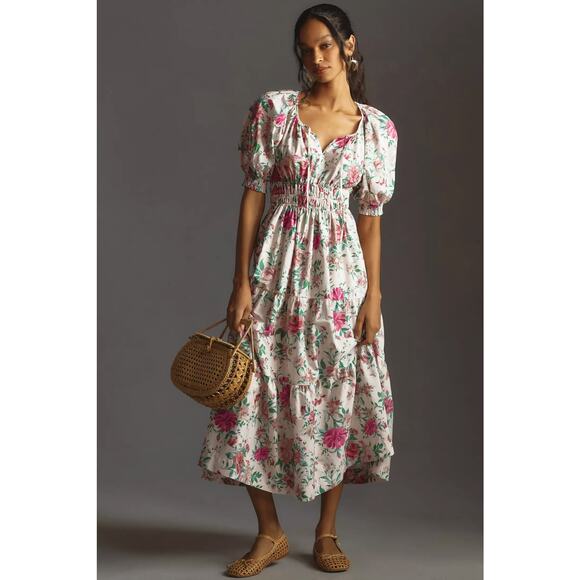 nwt by ANTHROPOLOGIE sz L The Somerset: Puff Sleeve Edition in Floral motif - Picture 1 of 4